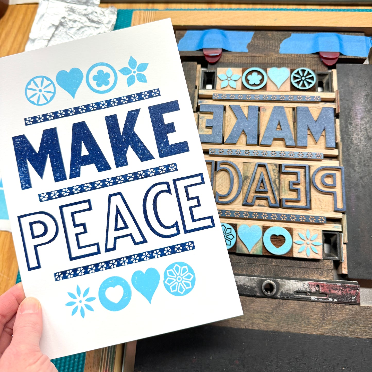 Make Peace - World Central Kitchen Fundraiser - Wood Type Letterpress (6x9")