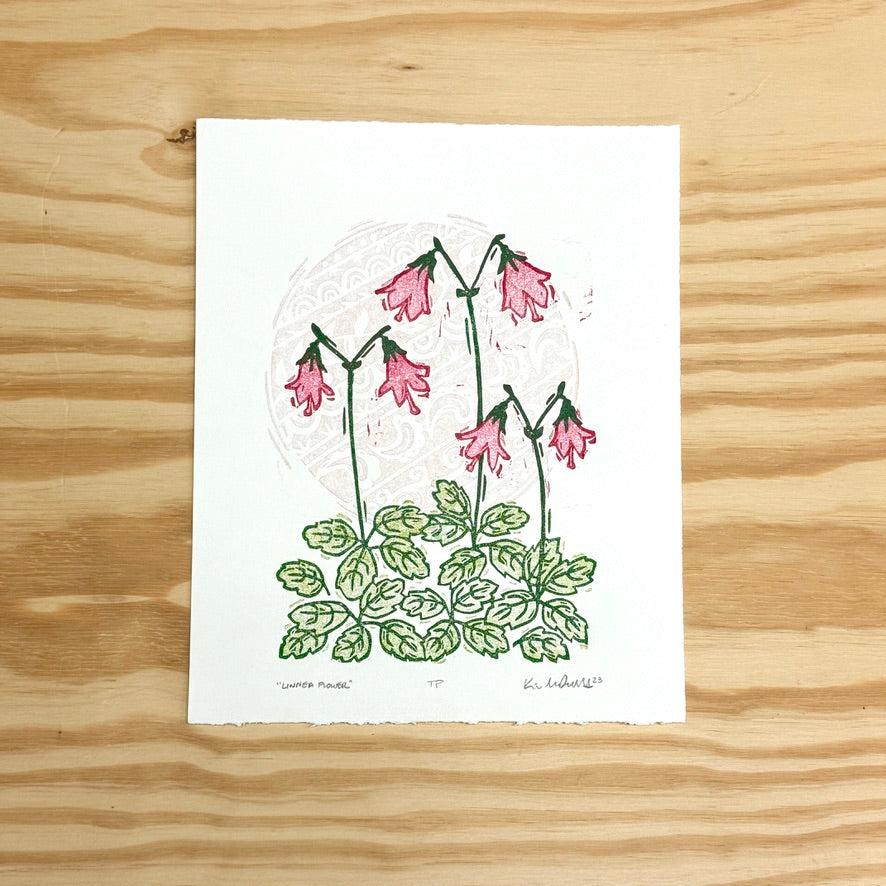 Linnea Flower GHOST PRINT - woodblock print (9x11")