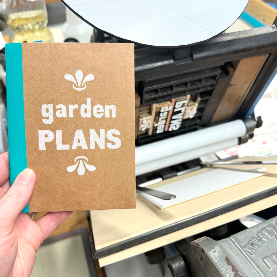 Garden Plans - letterpress mini sketchbook journal (4x5.5")