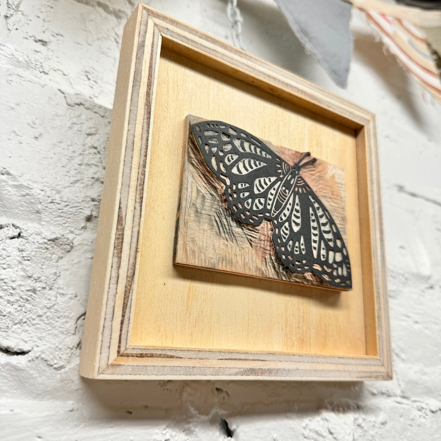 Flutterby Butterfly - FRAMED WOODBLOCK (6x6")