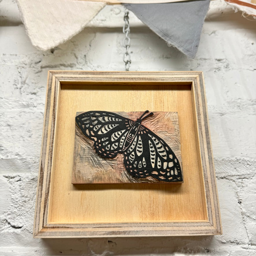 Flutterby Butterfly - FRAMED WOODBLOCK (6x6")