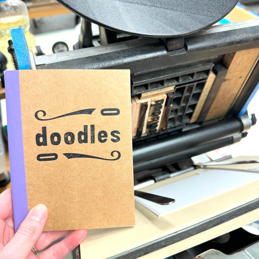 Doodles - letterpress mini sketchbook journal (4x5.5")