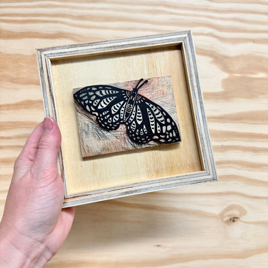 Flutterby Butterfly - FRAMED WOODBLOCK (6x6")