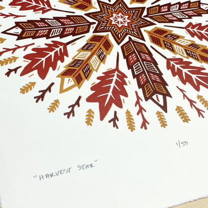 Harvest Star - woodblock print (9x12")