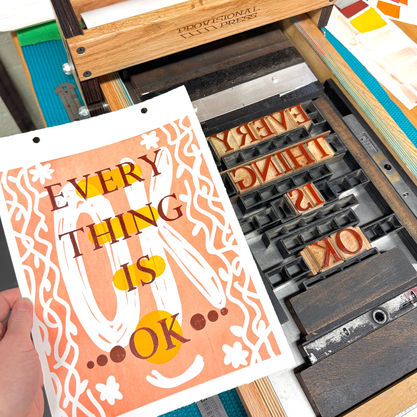 Everything is OK - screen print with letterpress (8x10")