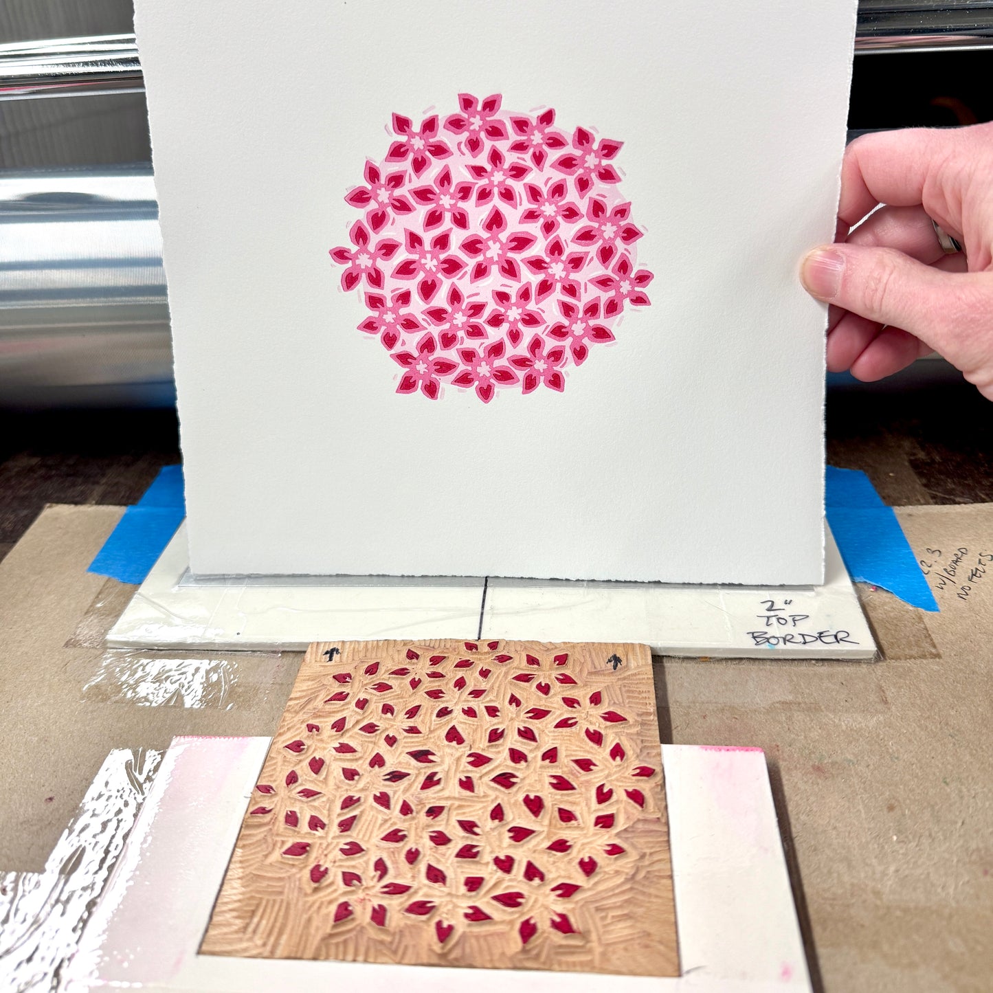 Milkweed Flower - woodblock print (8x8")