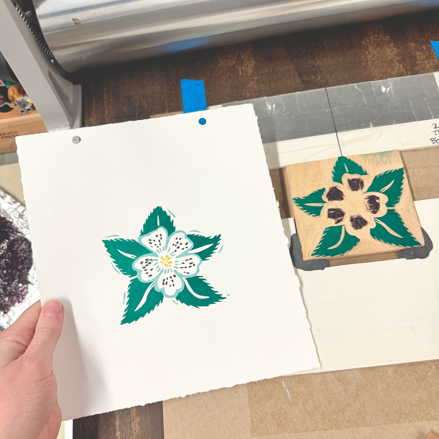 Aunt Lucy Flower - woodblock print (8x8")