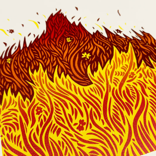 Prairie Fire - woodblock print (14x18")