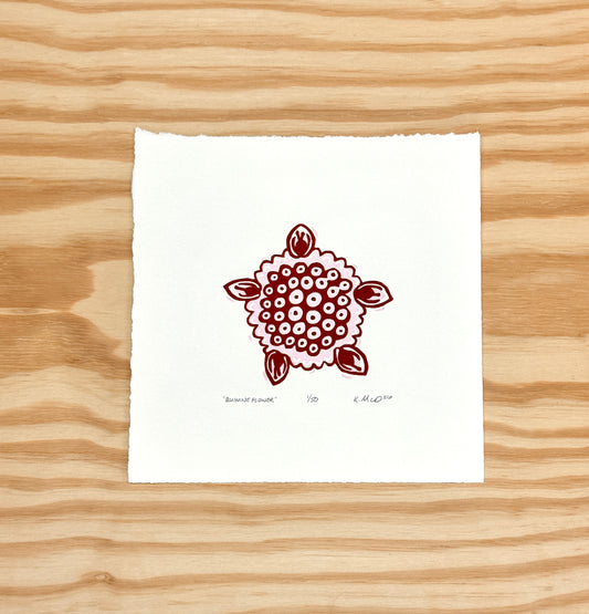 Quinine Flower - woodblock print (8x8")