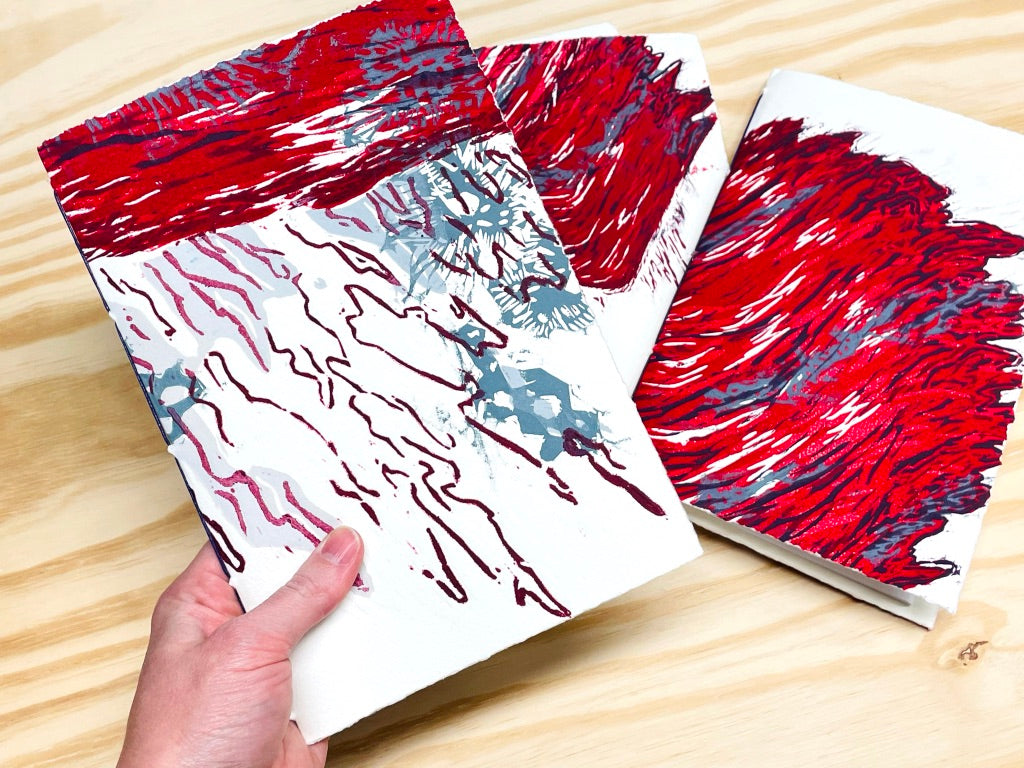 Purple Red - woodblock printed sketchbook journal (6x9")