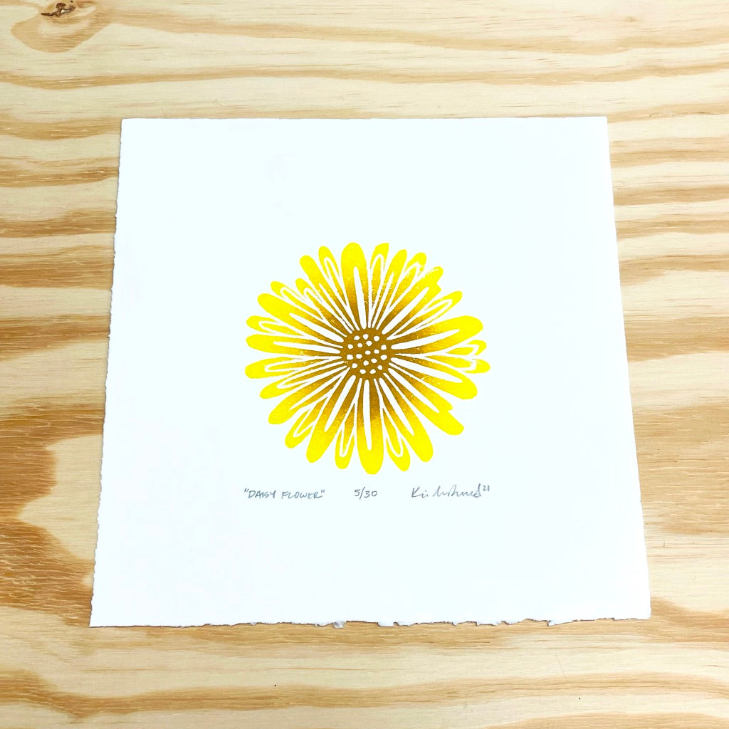 Daisy Flower - woodblock print (8x8")