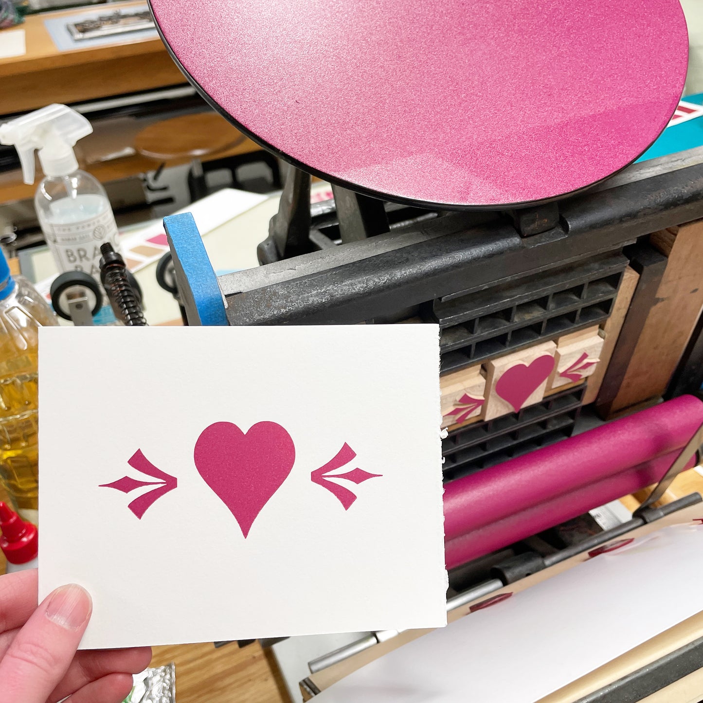 Heart Pointers - single card - wood type letterpress printed