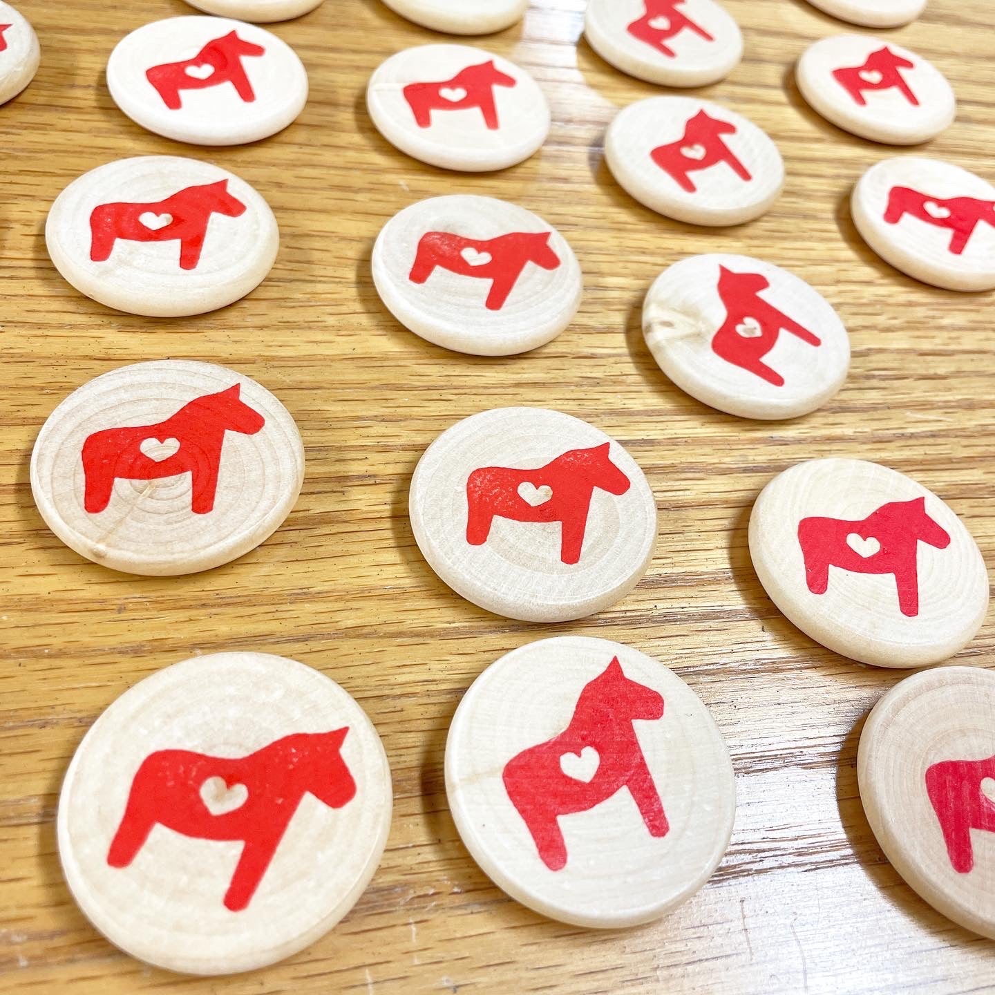 Dala Horse Magnets - hand stamped wood (set of 4)