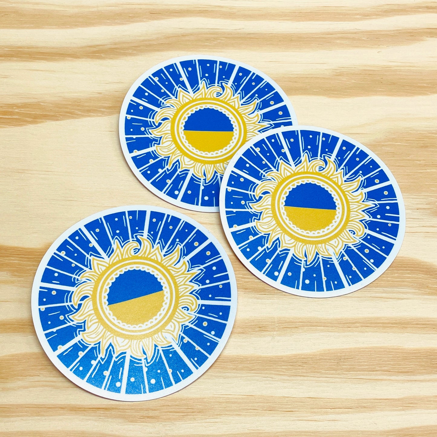 You Are the Yellow Sun in the Blue Sky - 3.5" Circle Vinyl Sticker for Brovary, Ukraine (Set of 2)