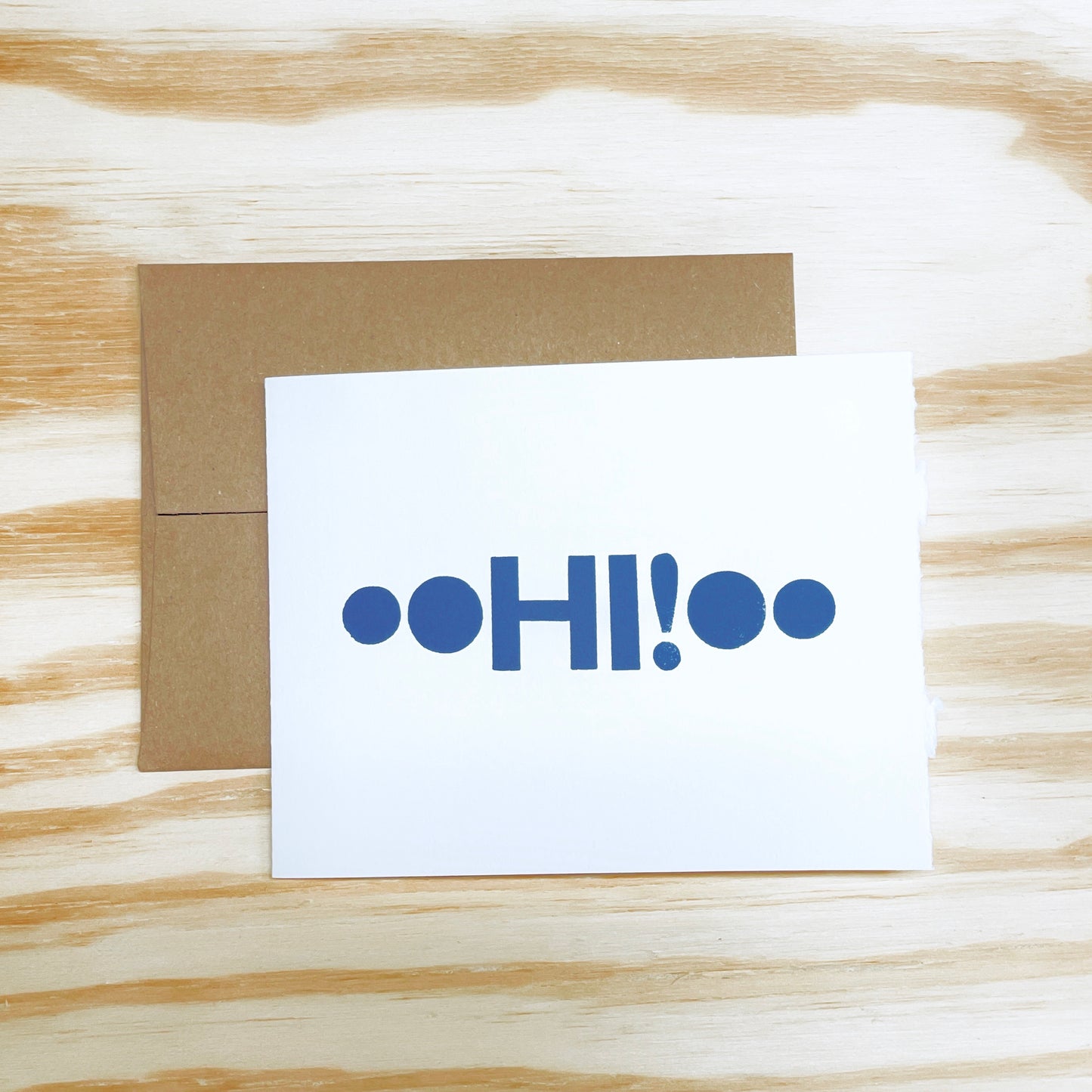 HI! Dots Blue single card - wood type letterpress printed