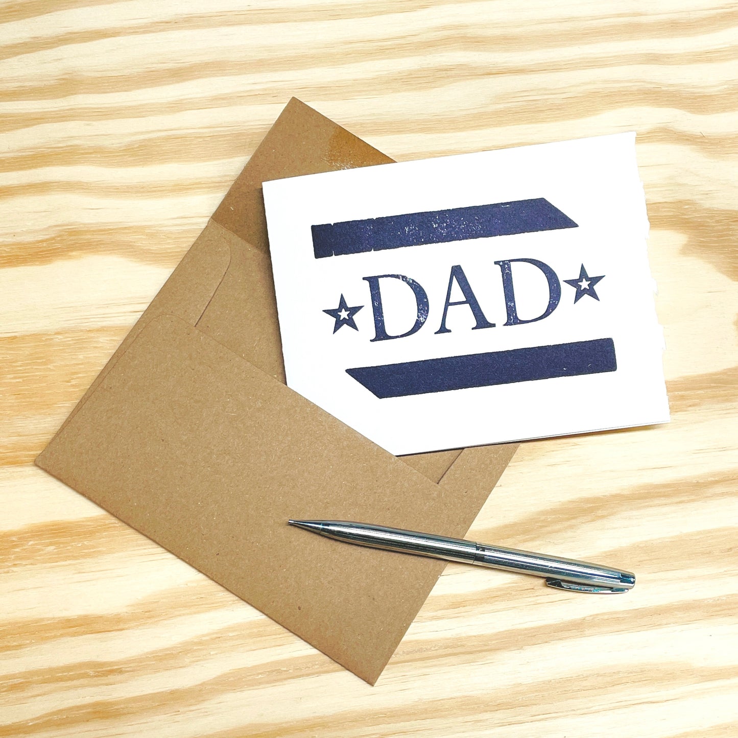 Dad Stars single card - wood type letterpress printed