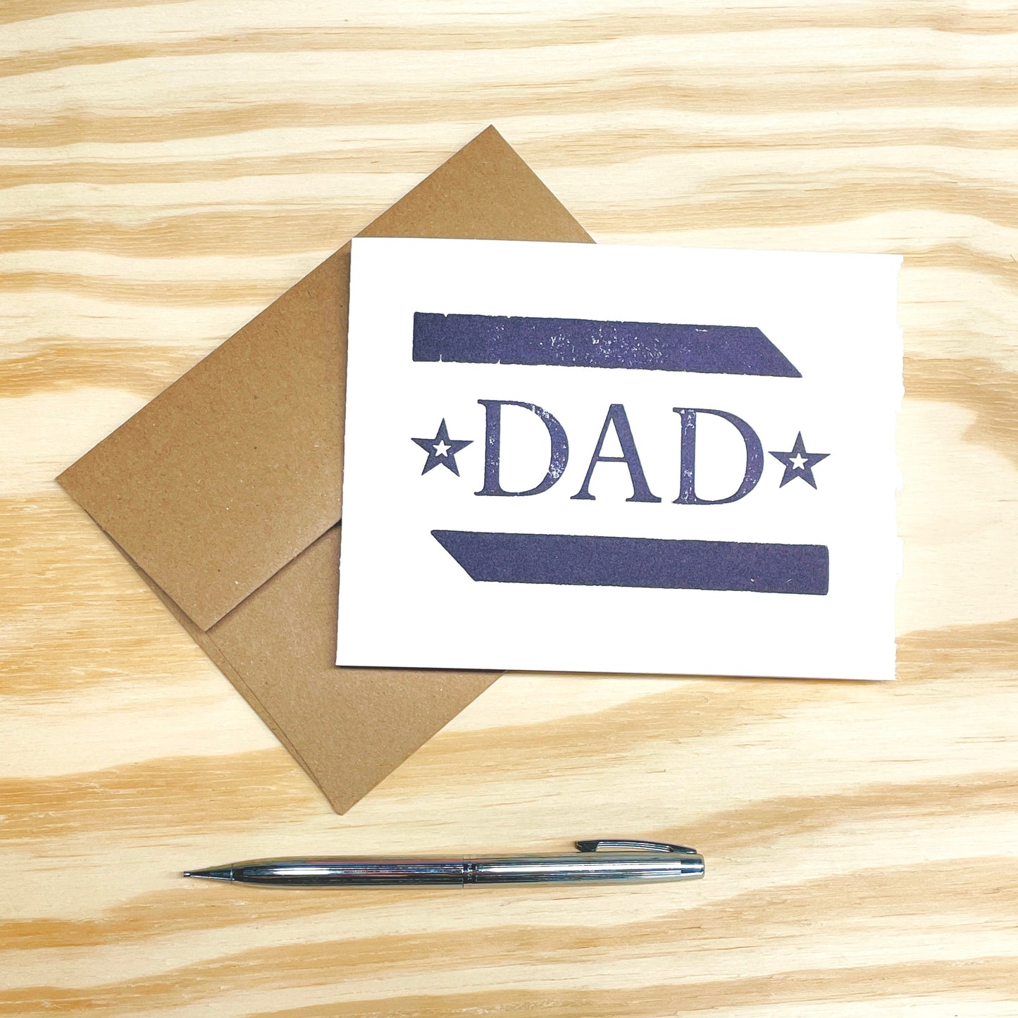 Dad Stars single card - wood type letterpress printed