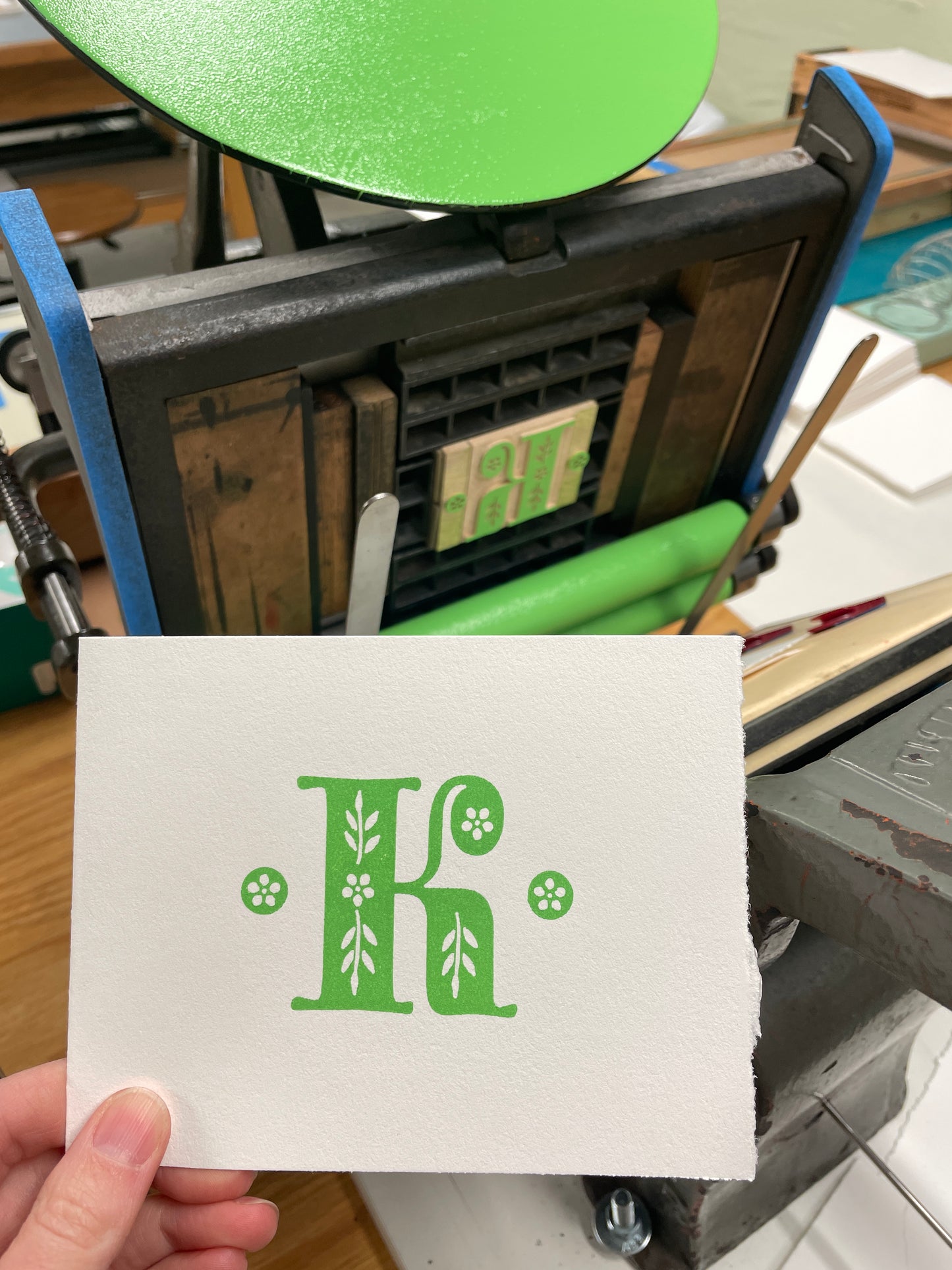 Monogram Leafy Letters 6-pack cards - Choose Your Letter - wood type letterpress printed