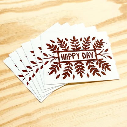 Happy Day 6-pack cards - woodblock printed