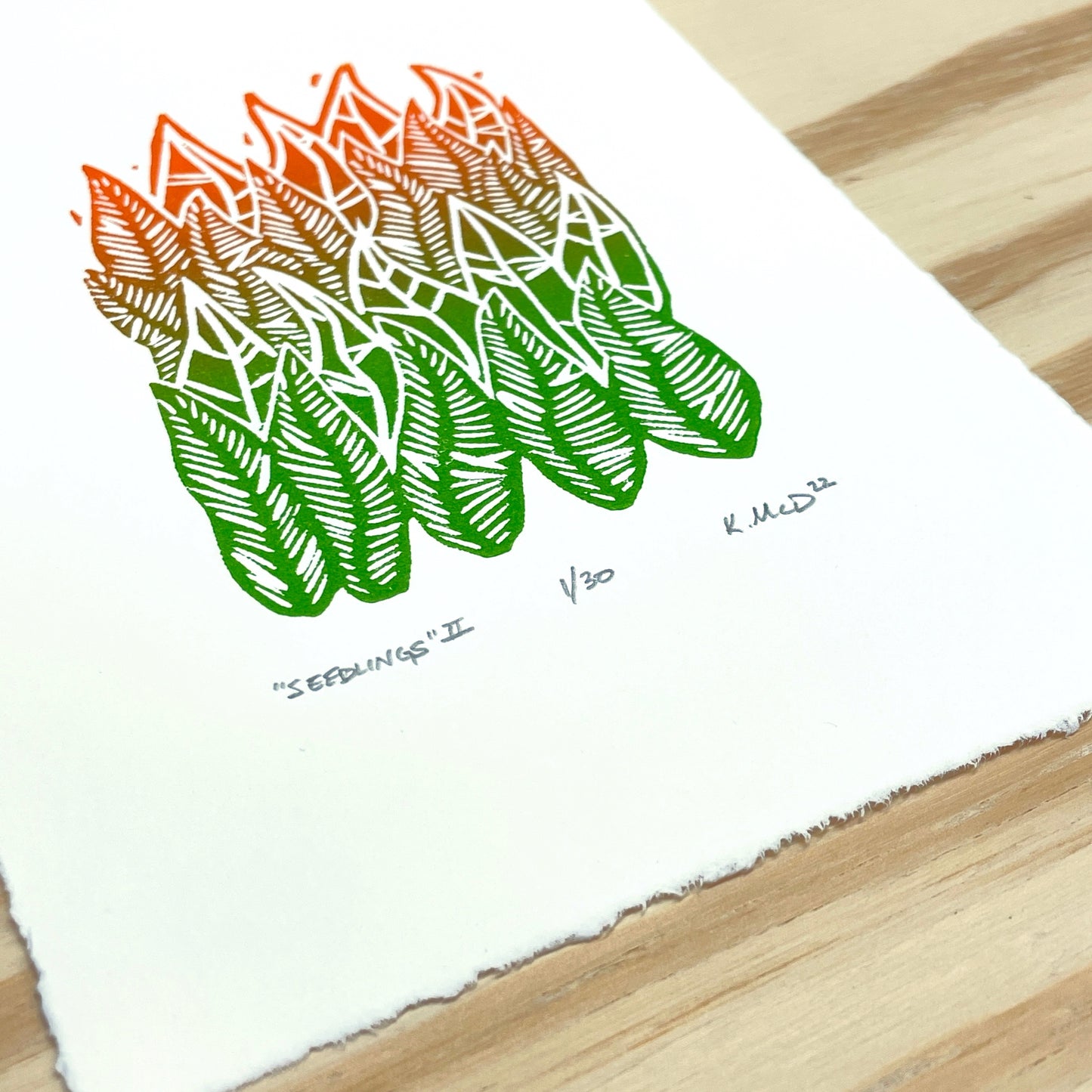 Seedlings - woodblock print (5x7")