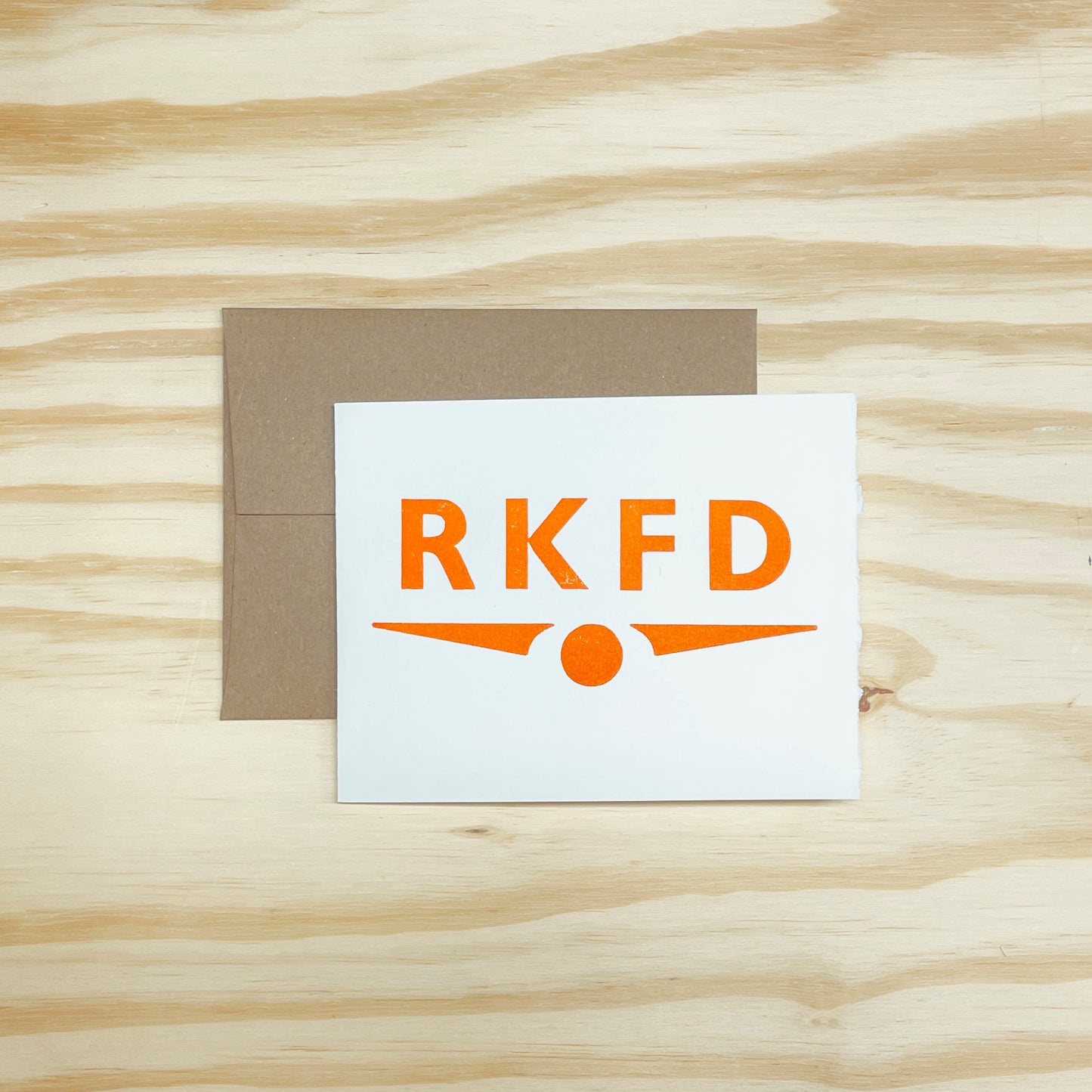 RKFD Rockford Orange single card - wood type letterpress printed