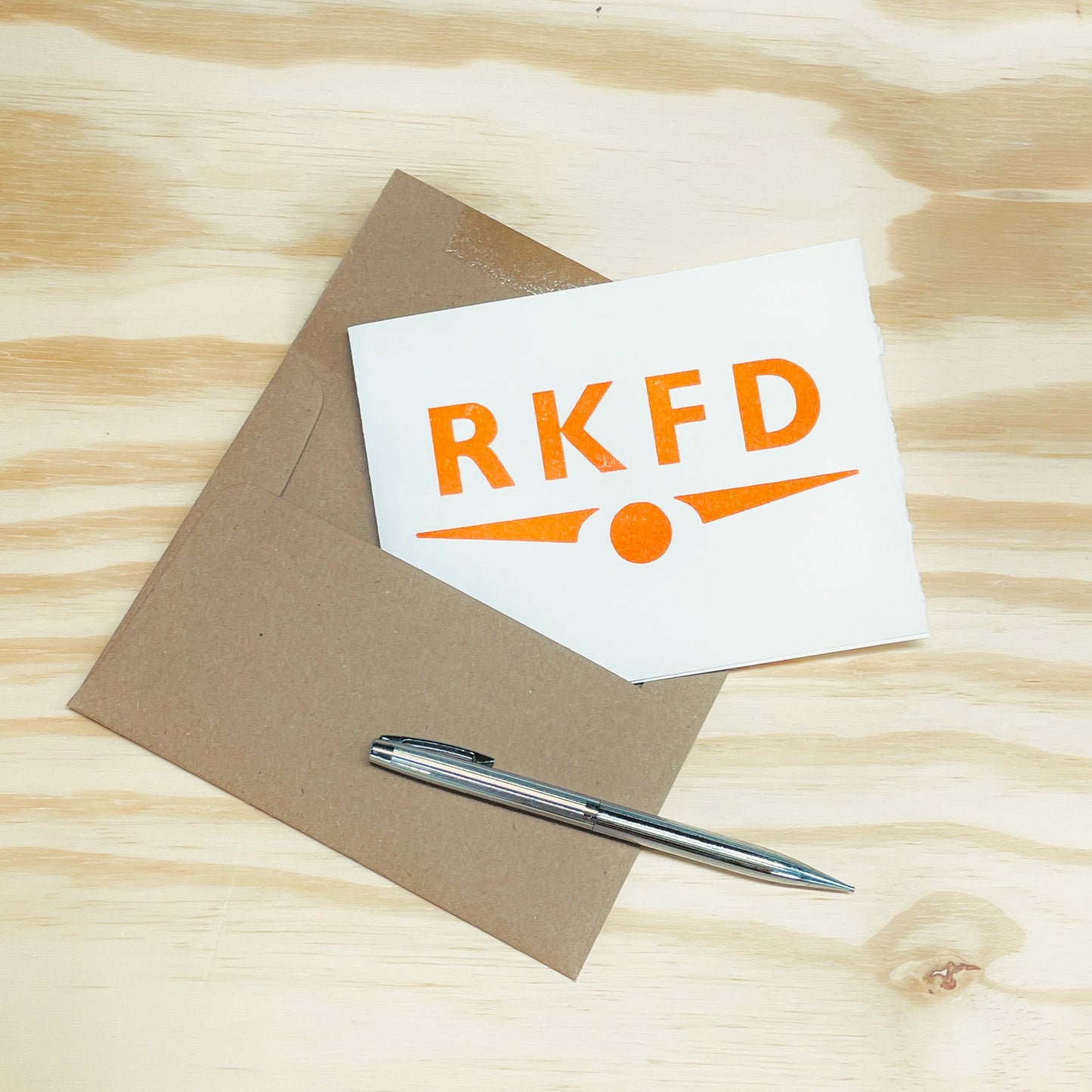 RKFD Rockford Orange single card - wood type letterpress printed