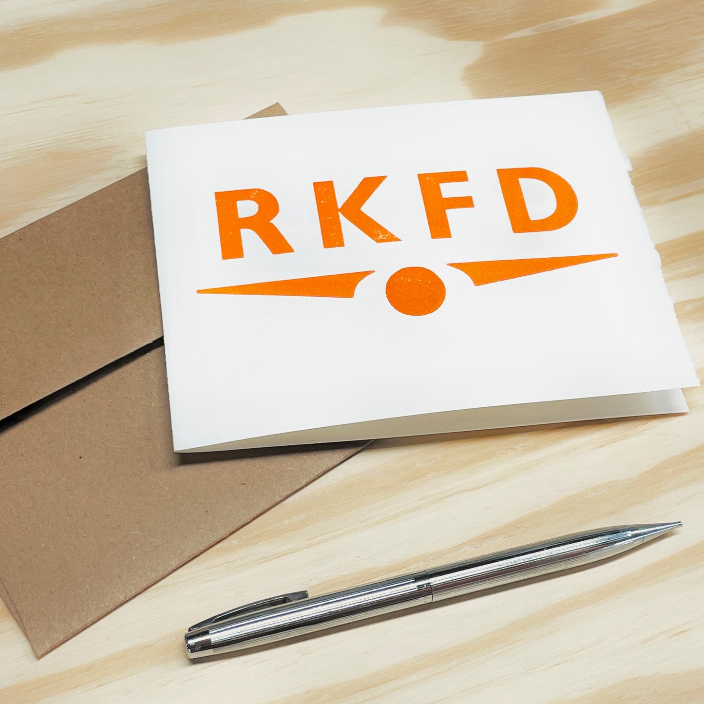 RKFD Rockford Orange single card - wood type letterpress printed