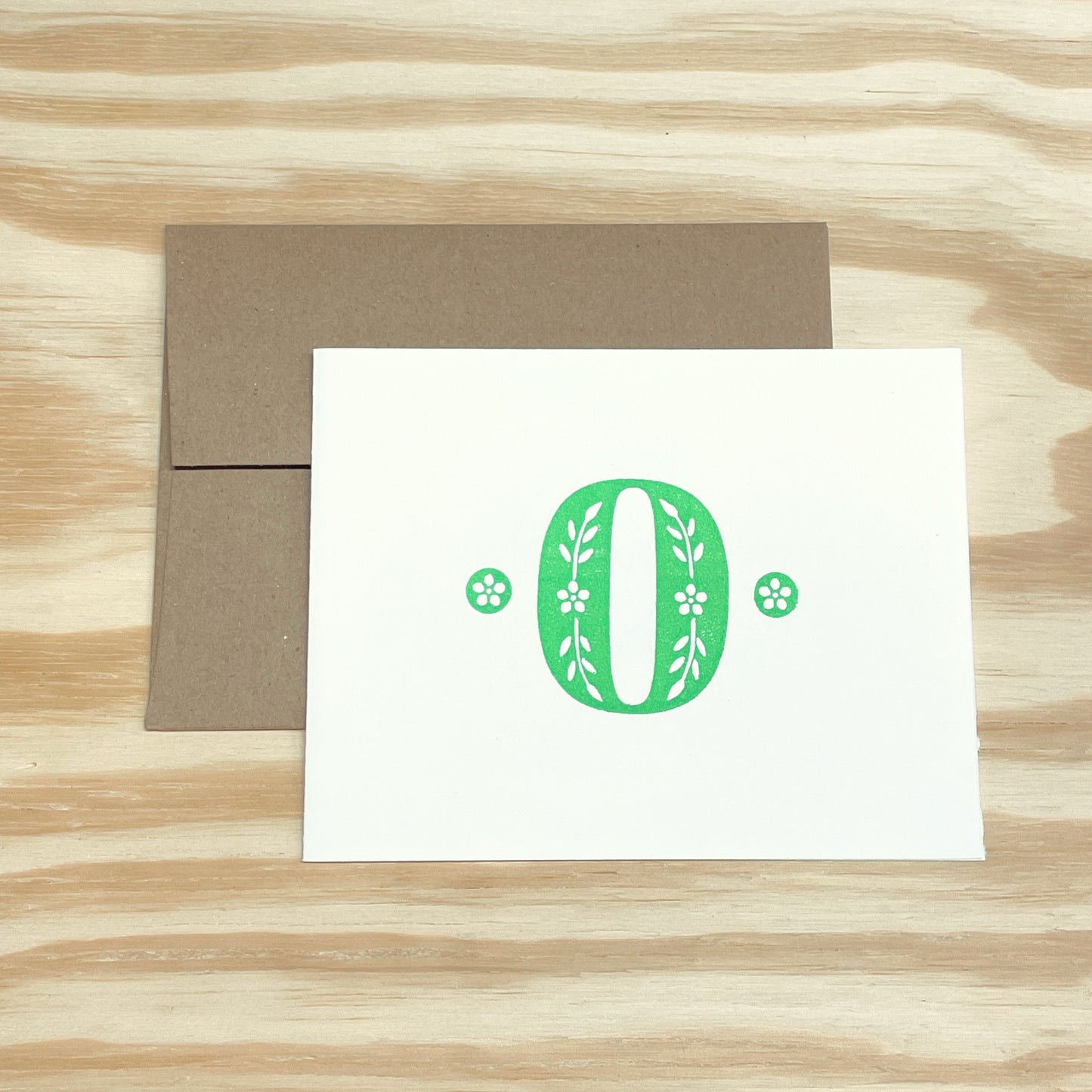 Monogram Leafy Letters SINGLE card - Choose Your Letter - wood type letterpress printed