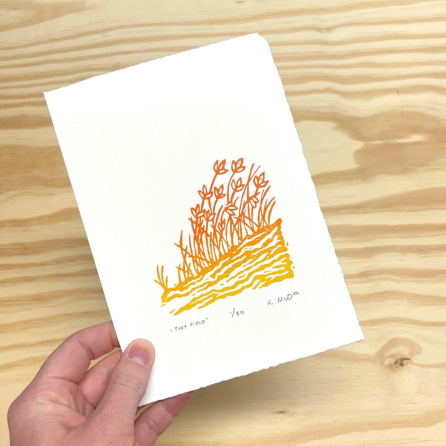 Tiny Field - woodblock print (5x7")