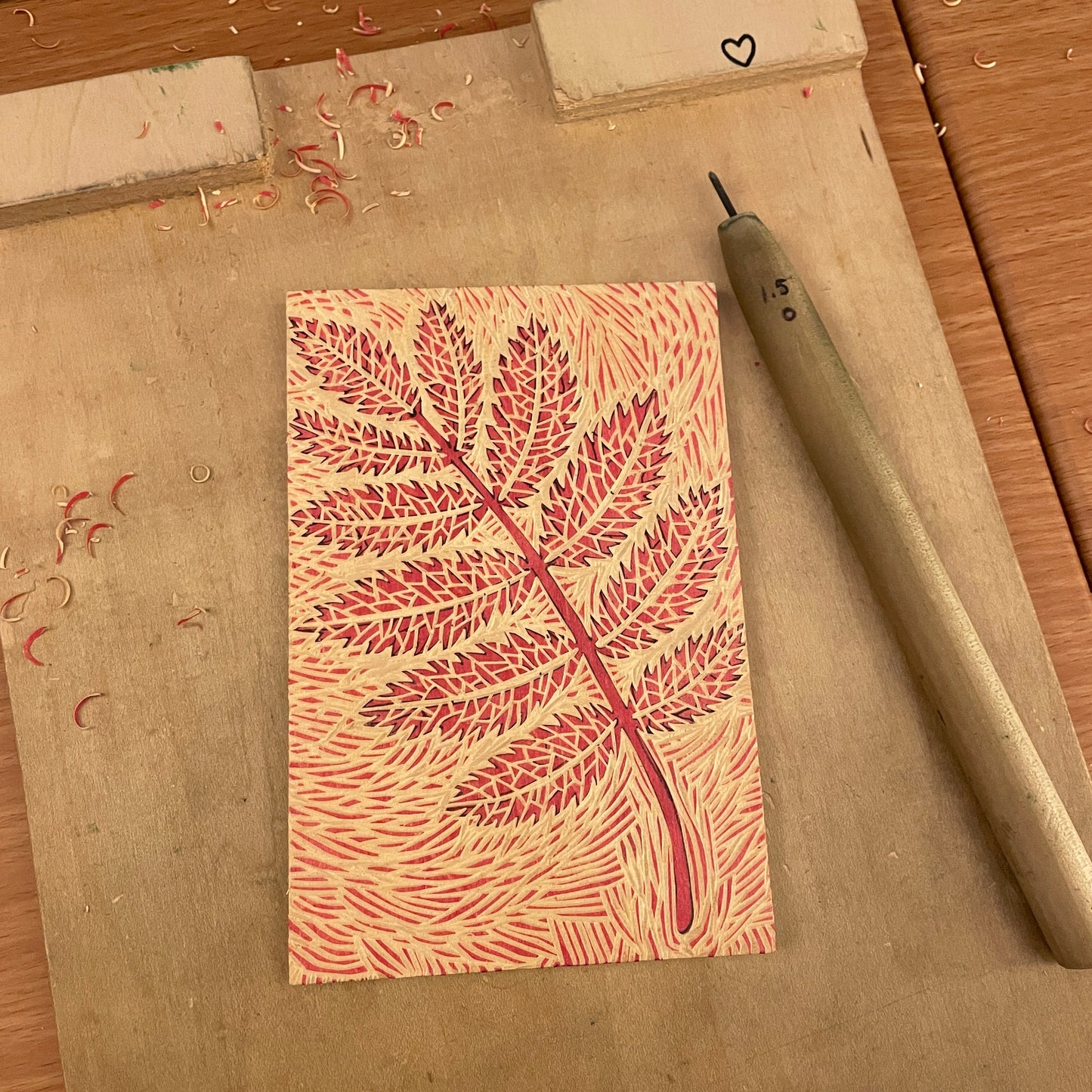 Rowan leaf - woodblock print (9x12”)