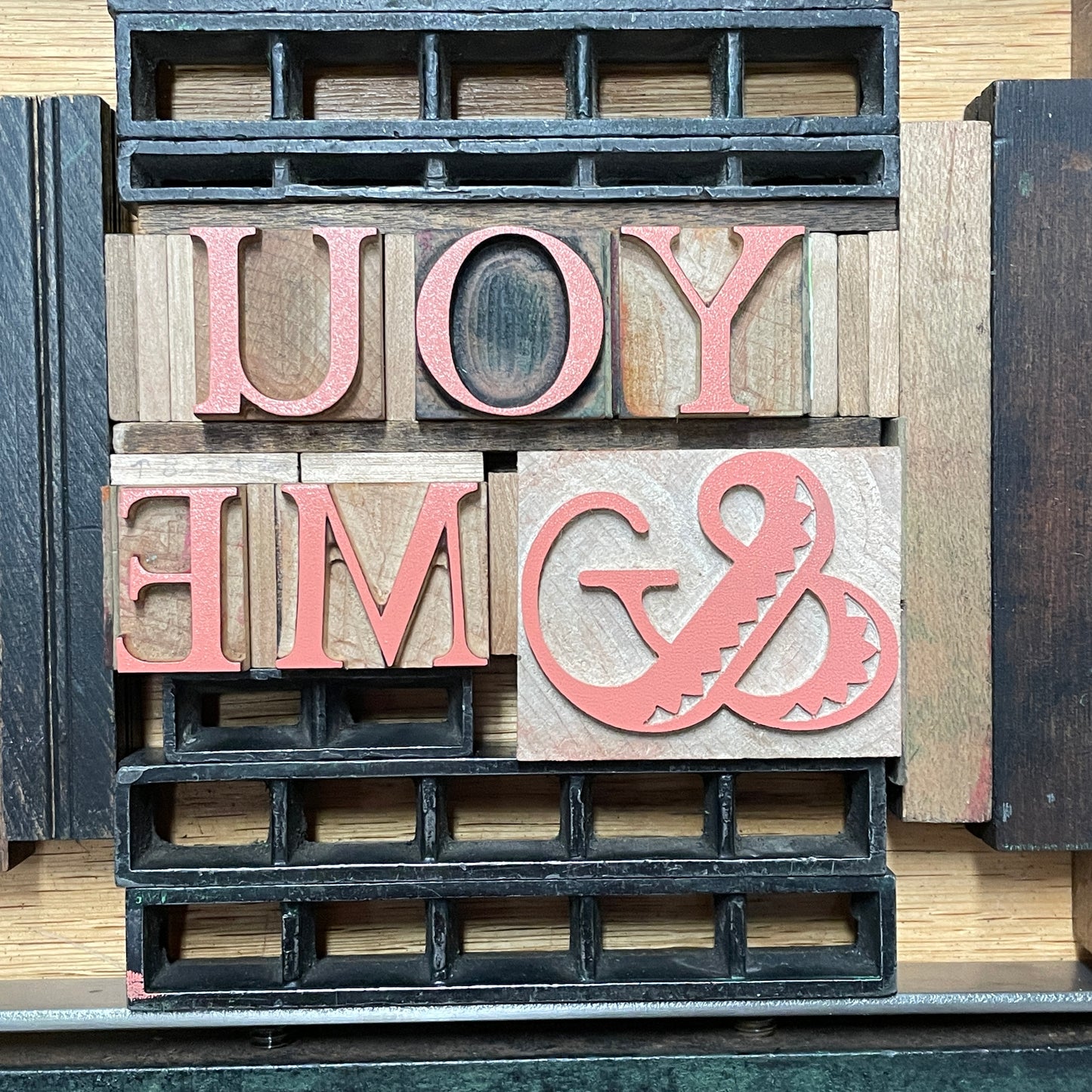 You & Me - single card - wood type letterpress printed