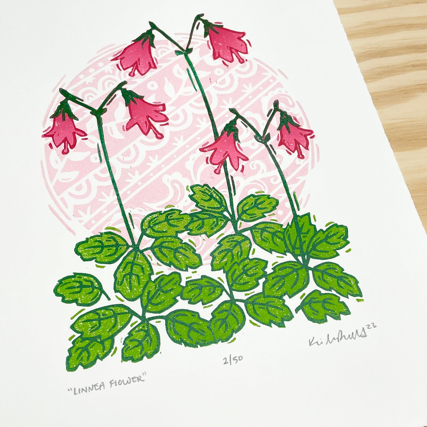 Linnea Flower - woodblock print (9x12")