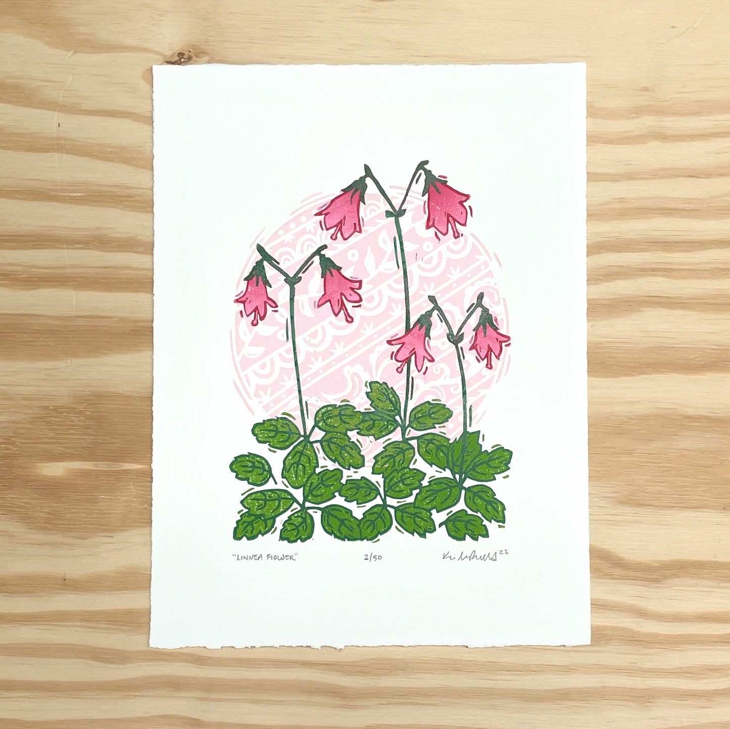 Linnea Flower - woodblock print (9x12")