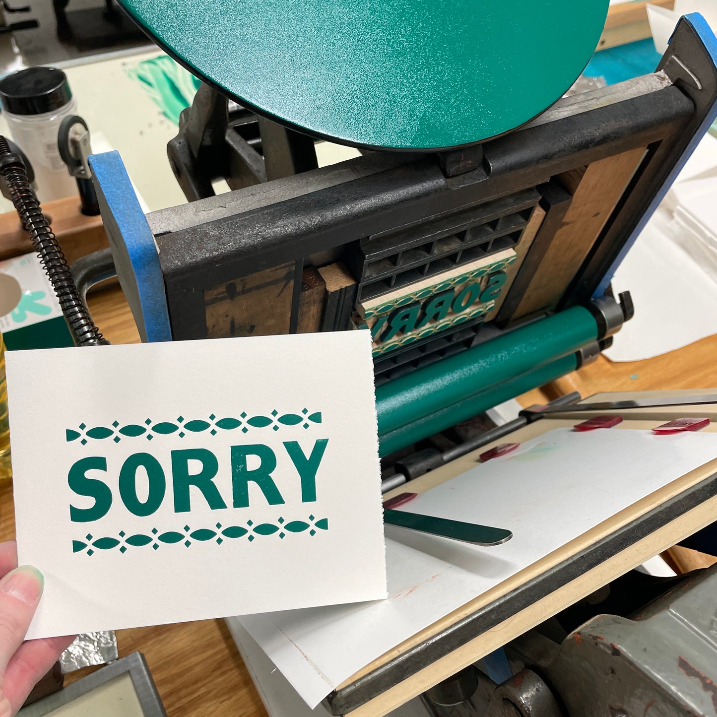 Sorry - single card - wood type letterpress printed