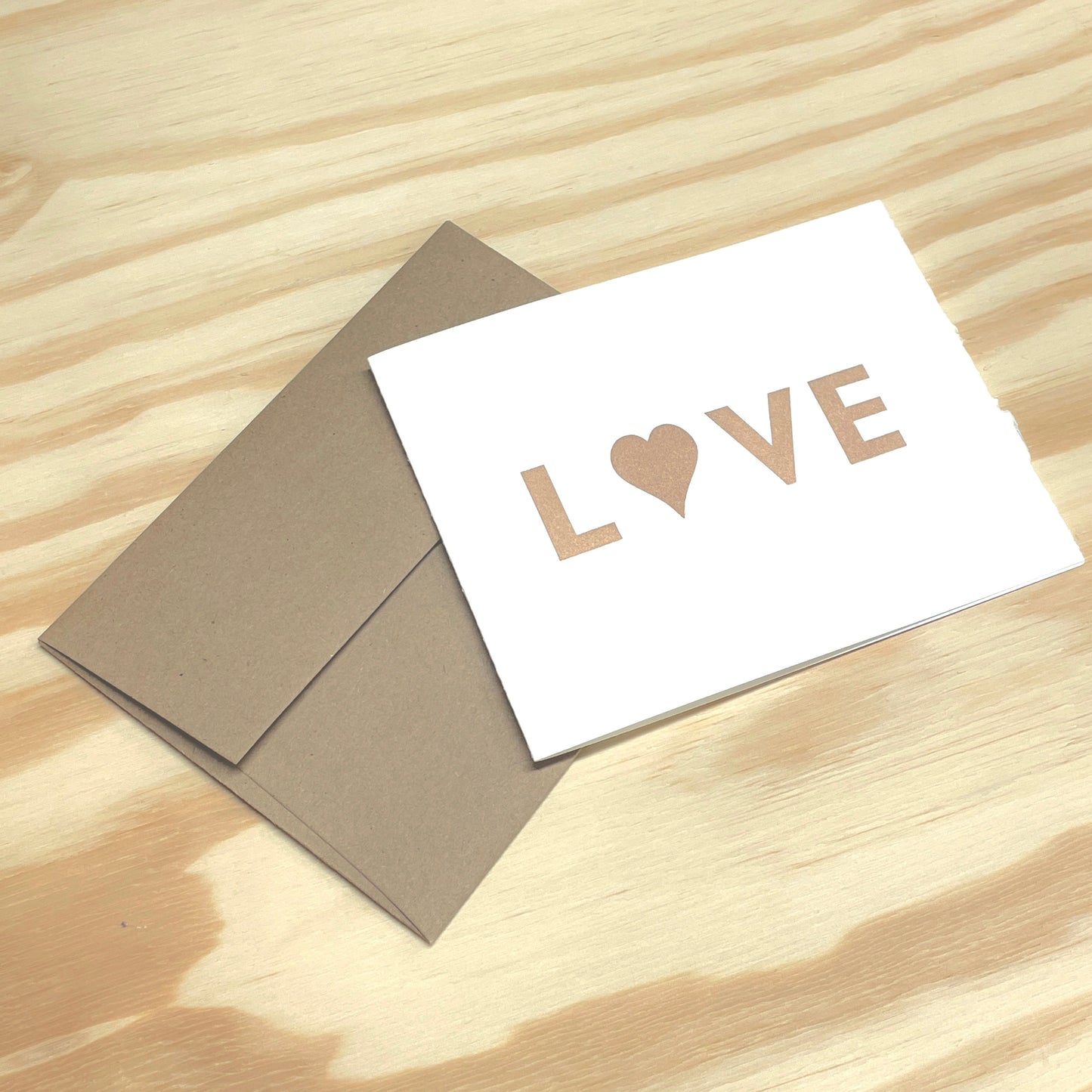 Love in copper - single card - wood type letterpress printed