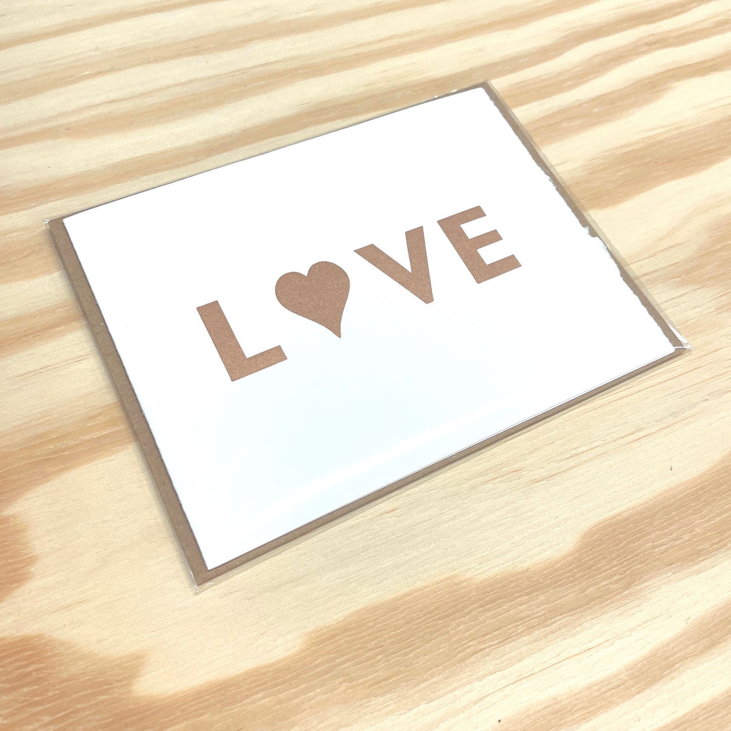 Love in copper - single card - wood type letterpress printed