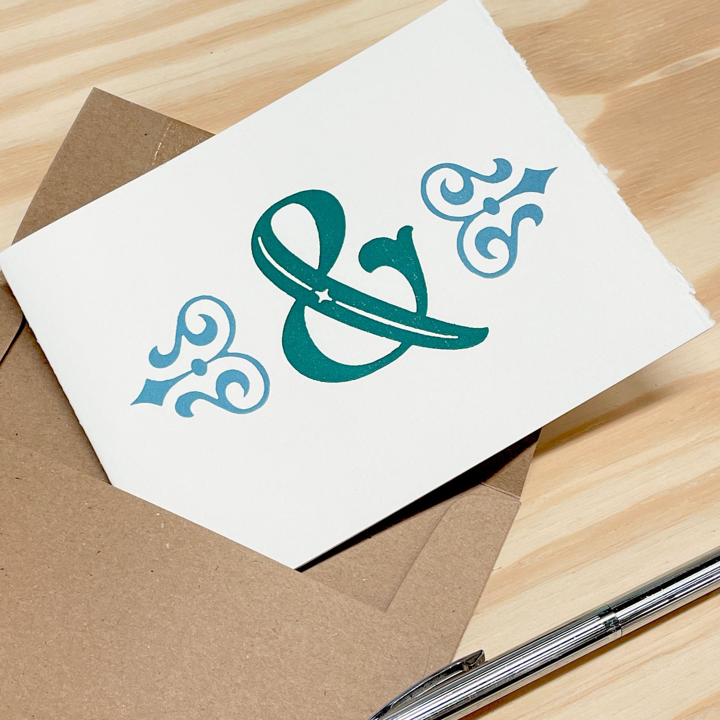 Fancy Ampersand - single card - wood type letterpress printed