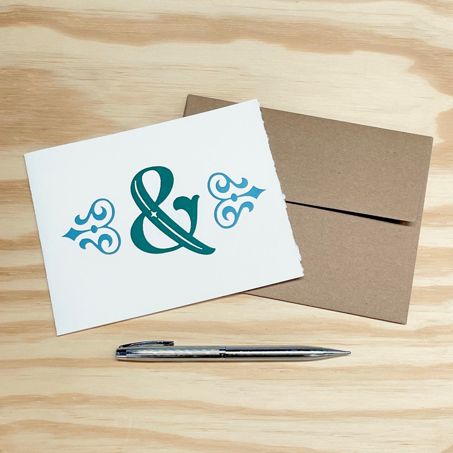 Fancy Ampersand - single card - wood type letterpress printed