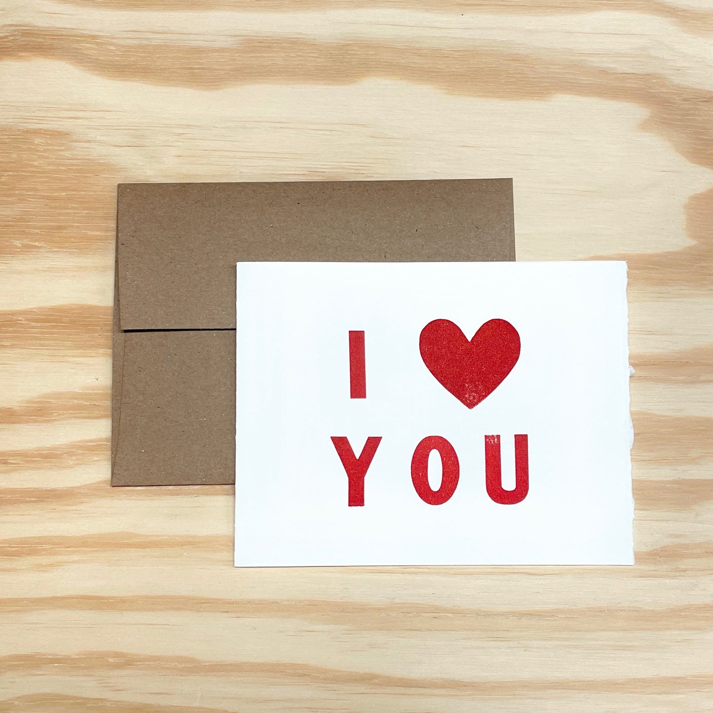 I Heart You - single card - wood type letterpress printed