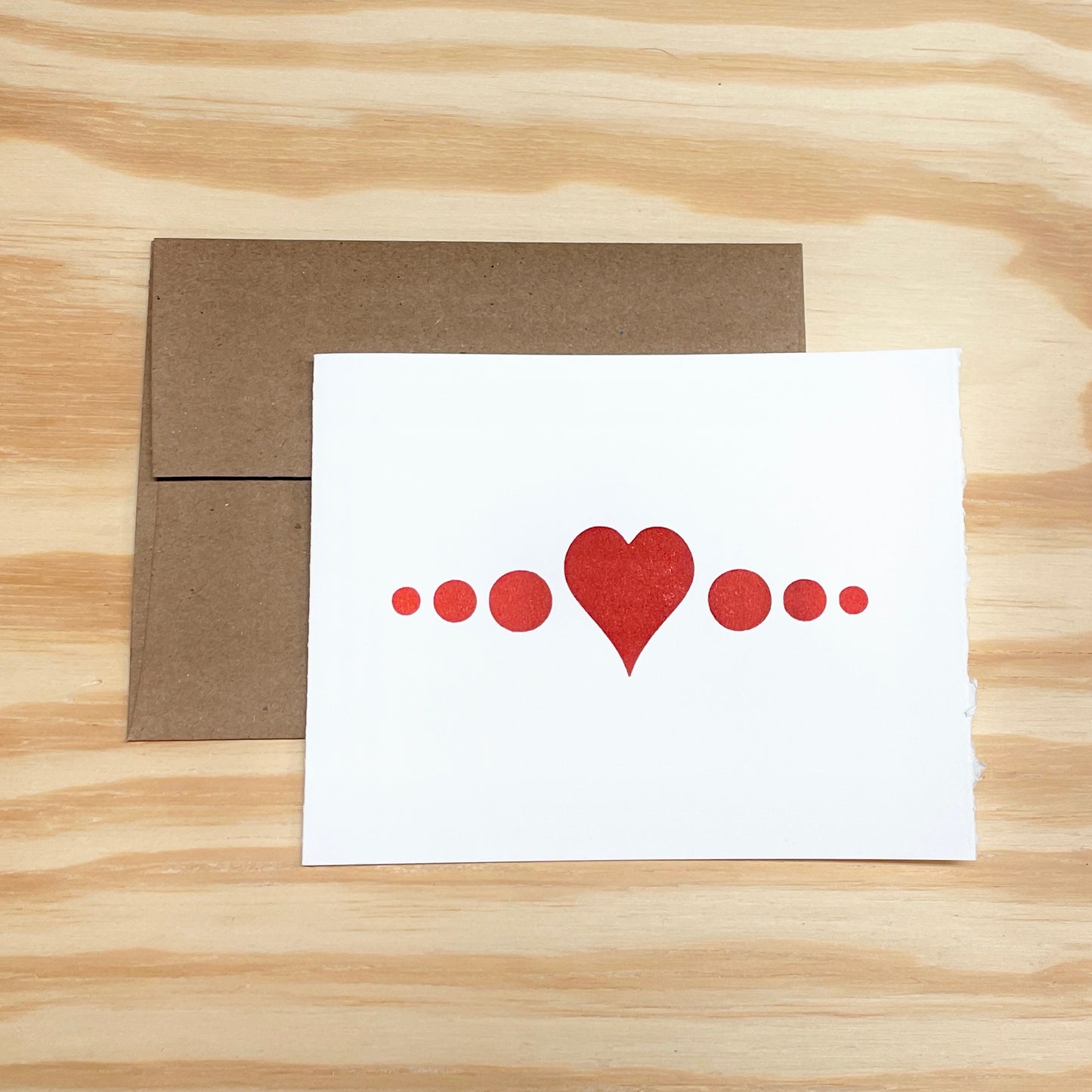 Heart Dots - single card - wood type letterpress printed