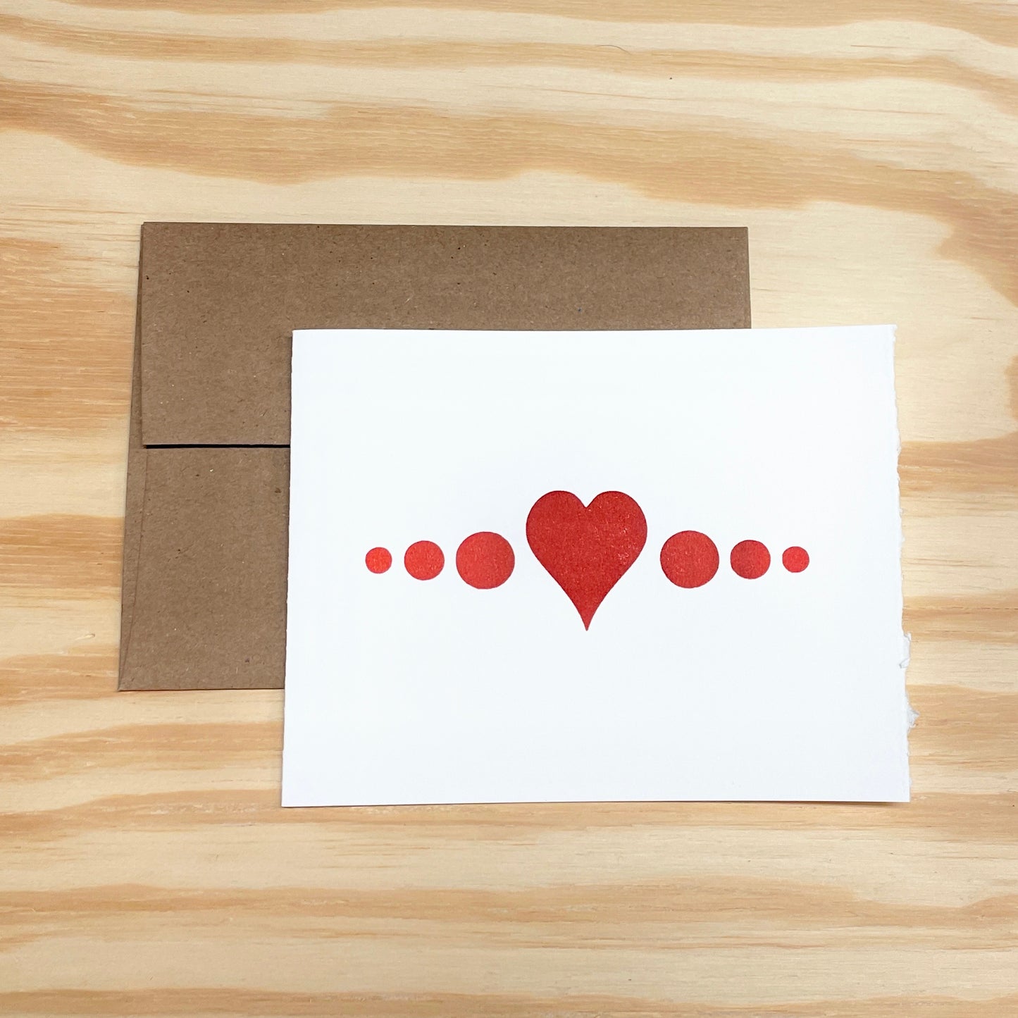Heart Dots - single card - wood type letterpress printed