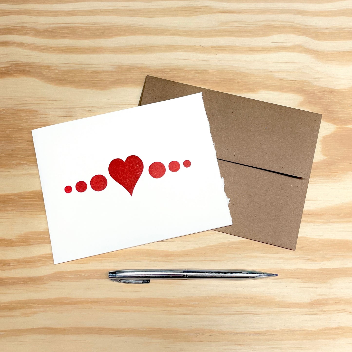 Heart Dots - single card - wood type letterpress printed