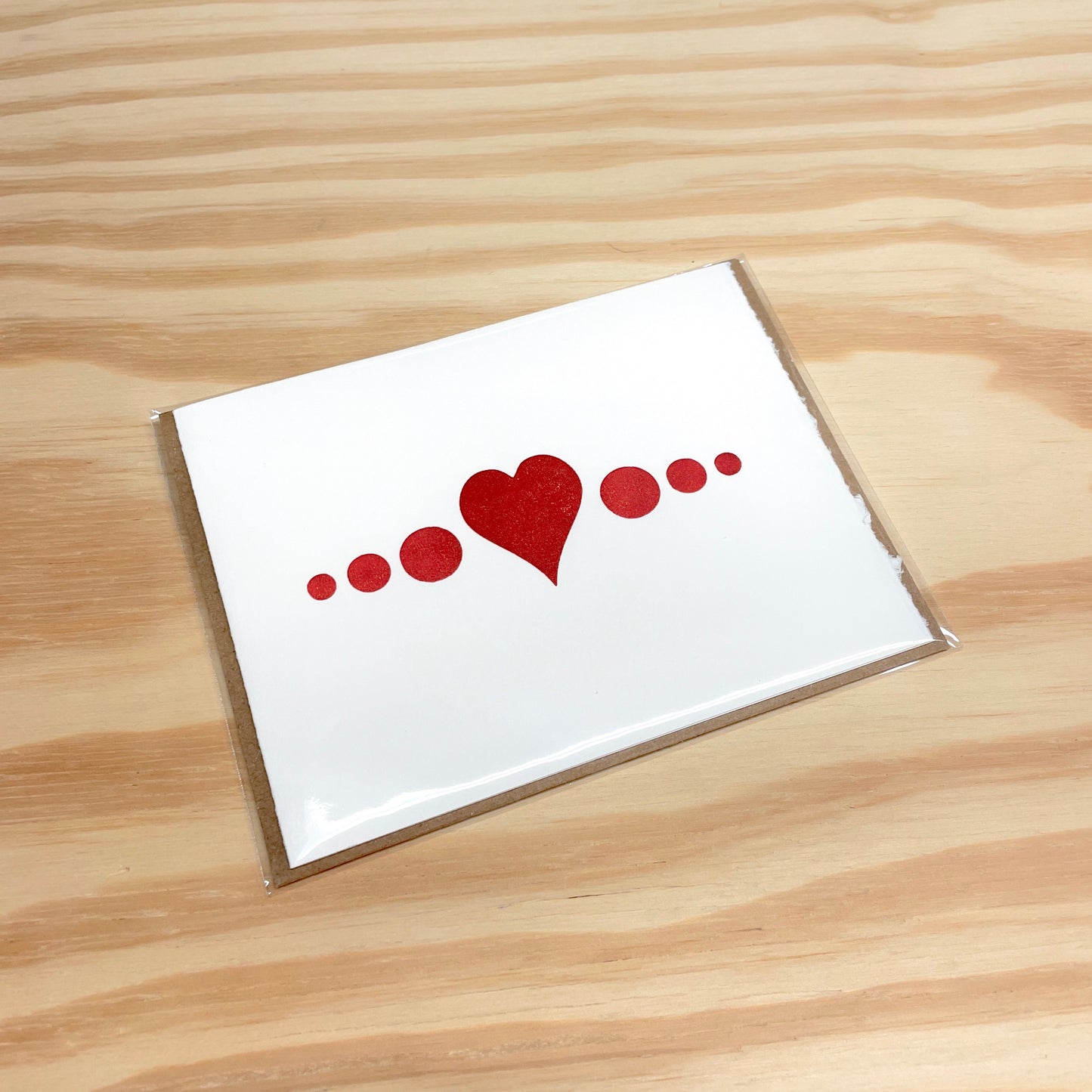 Heart Dots - single card - wood type letterpress printed