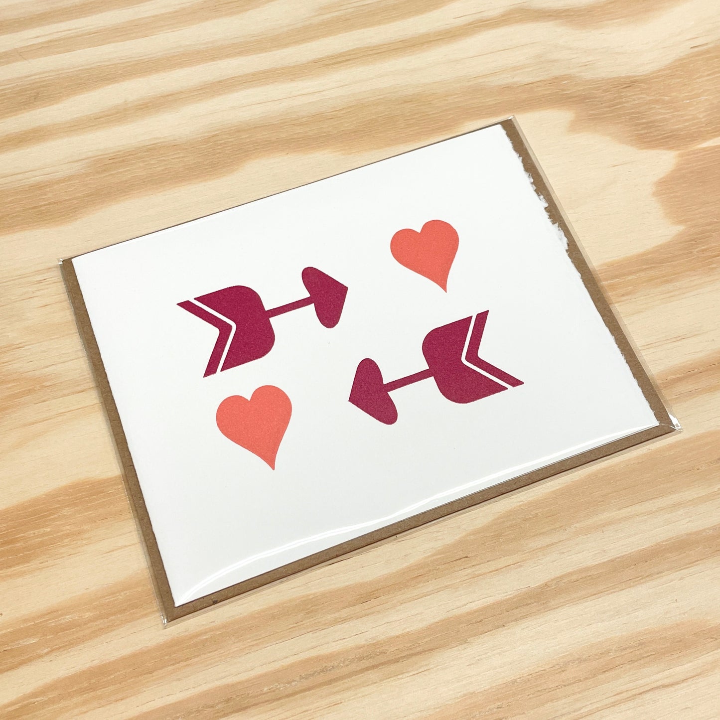 Arrows and Hearts - single card - wood type letterpress printed