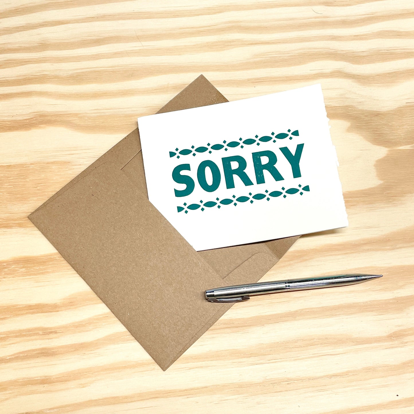 Sorry - single card - wood type letterpress printed