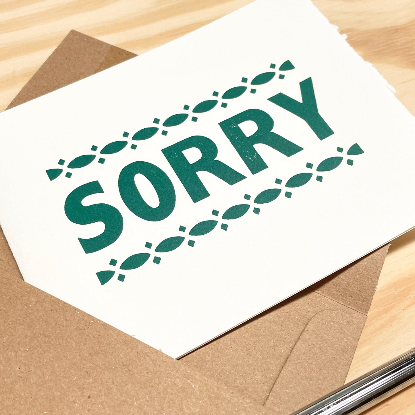 Sorry - single card - wood type letterpress printed