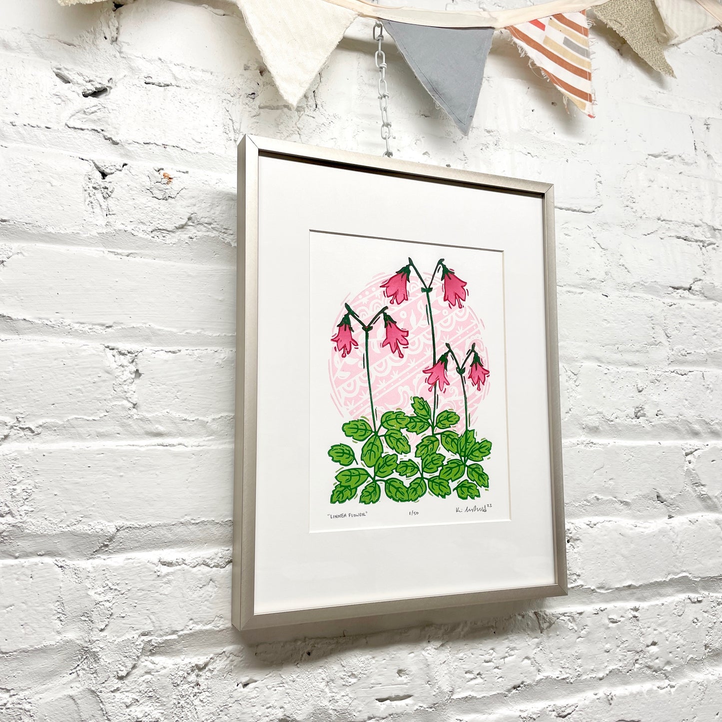 Linnea Flower FRAMED - woodblock print (11x14")