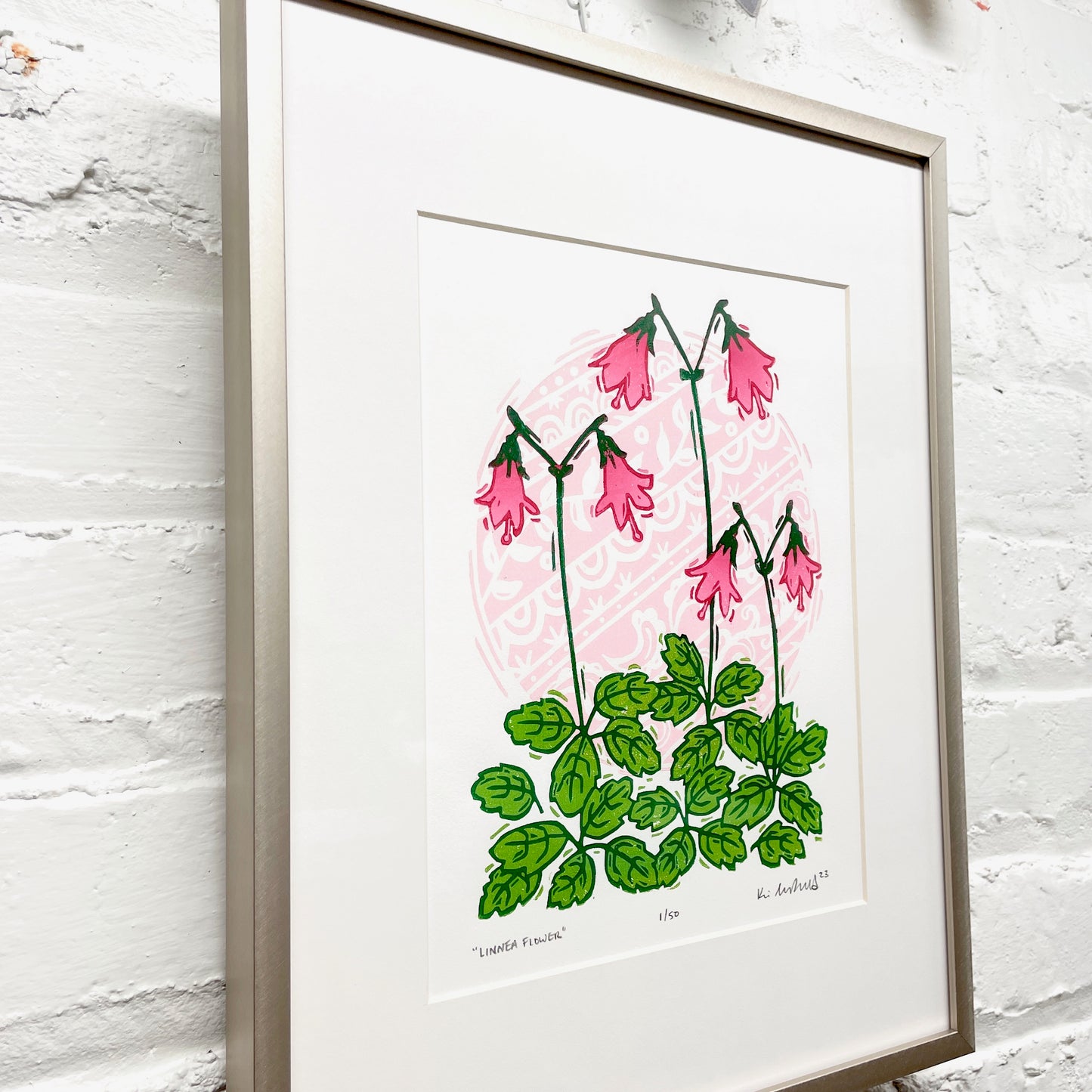 Linnea Flower FRAMED - woodblock print (11x14")
