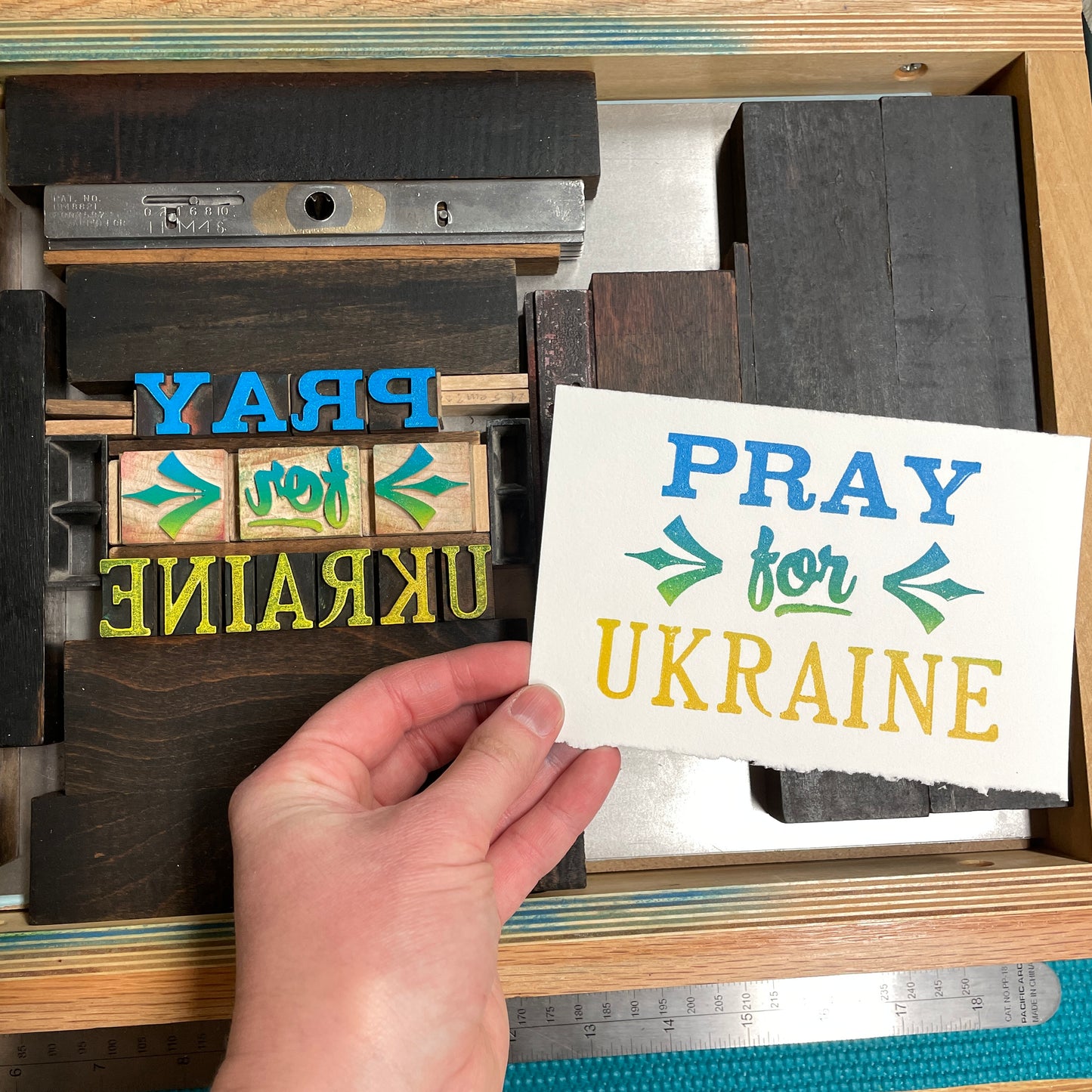 Pray for Ukraine - Reminder Note - wood type letterpress print