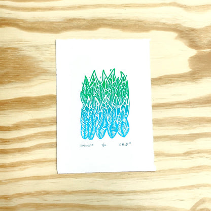 Seedlings - woodblock print (5x7")
